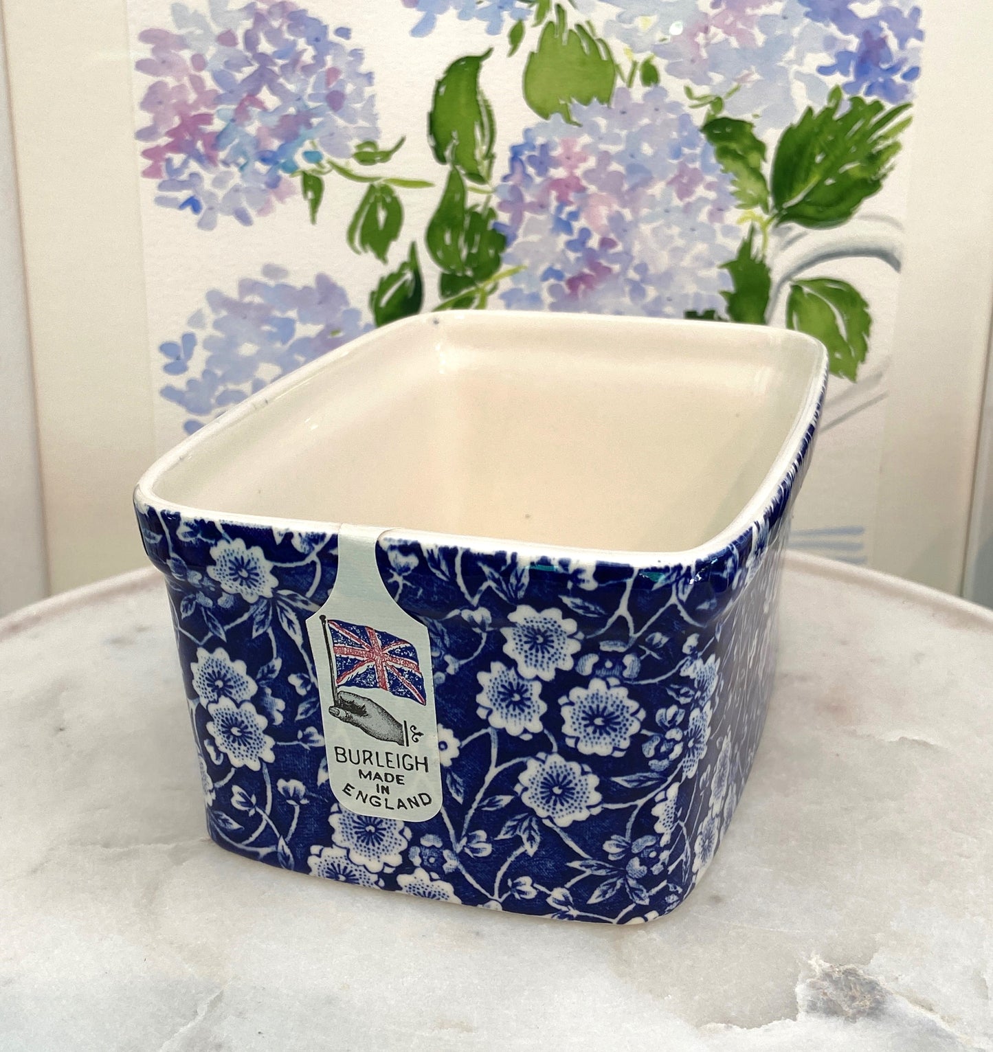 Blue Calico Rectangle Butter Dish