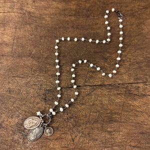 Freshwater Pearl Vintage Charm Necklace No. 01