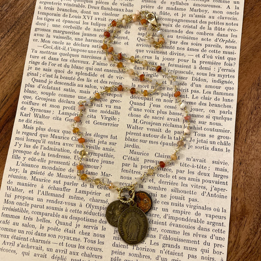 Mexican Fire Opal Vintage Charm Necklace