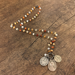 Mexican Fire Opal Vintage Charm Necklace