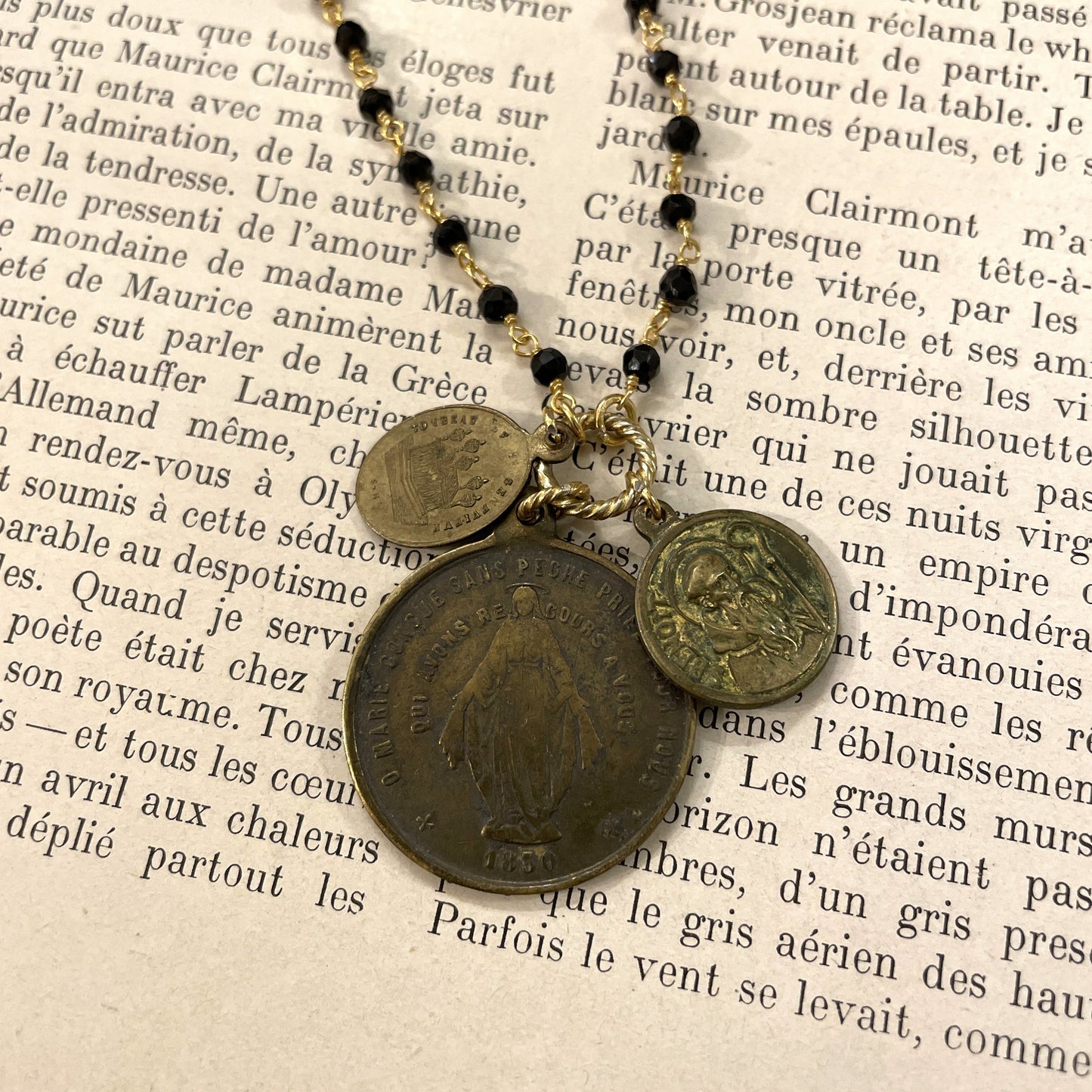 Black Tourmaline Vintage Charm Necklace