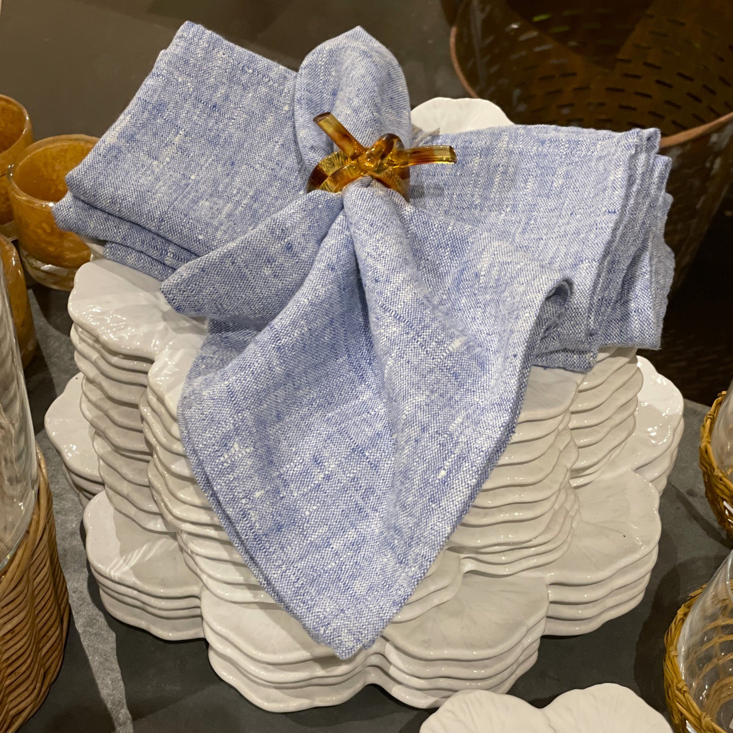 Francesca Blue Linen Napkin Set