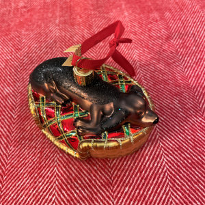 Sleepy Dachshund Ornament