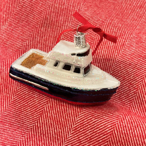 Blue and Red Boat Ornament