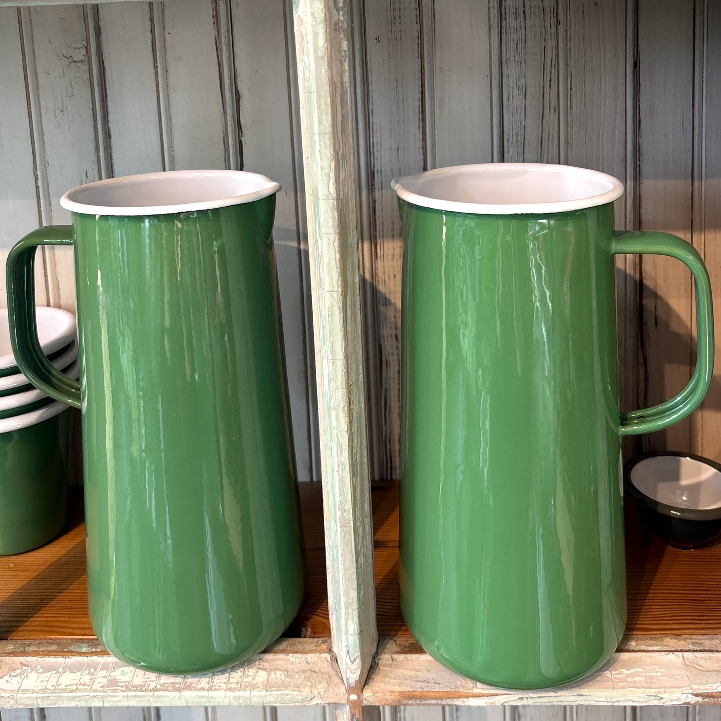 Chive Green Enamel Pitcher