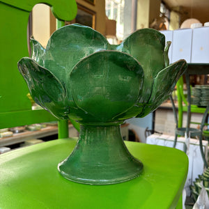 Large Green Ceramic Petal Bowl