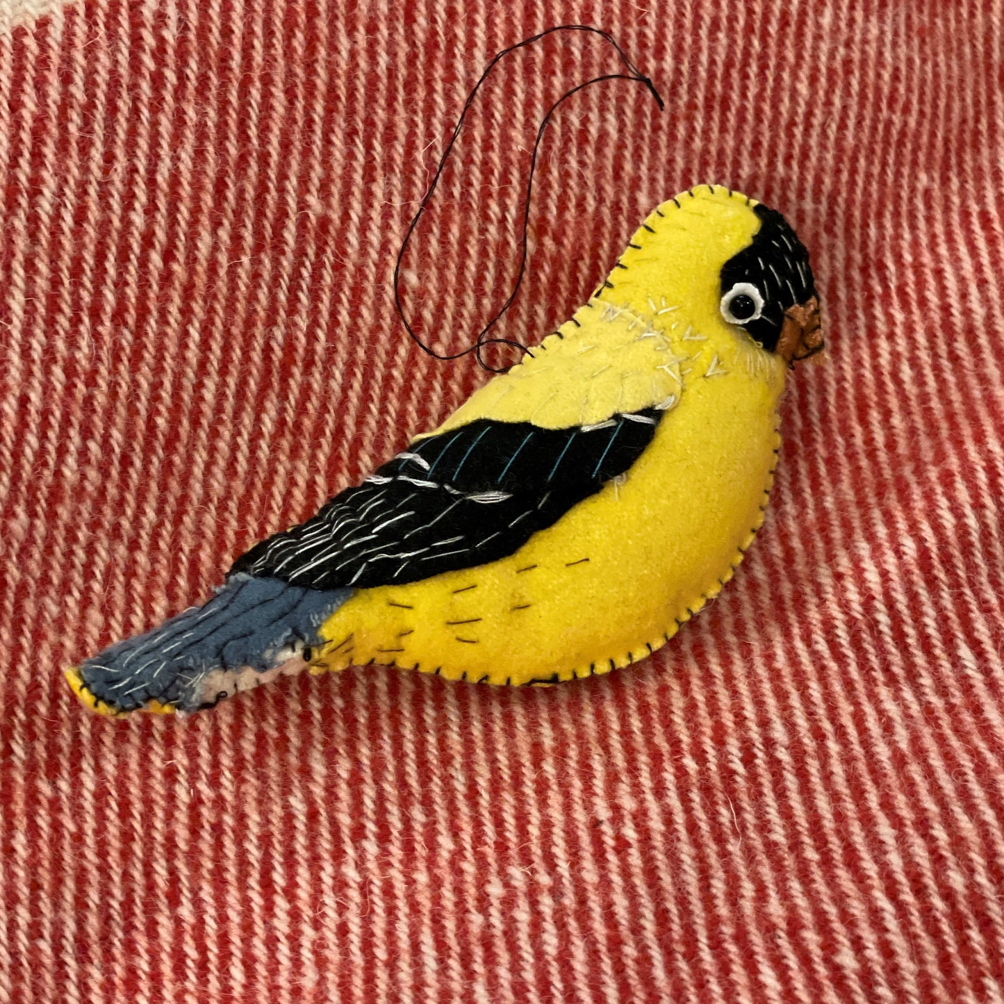 Hand Stitched Goldfinch Ornament