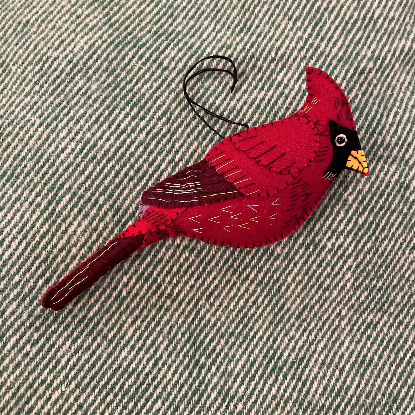 Hand Stitched Northern Cardinal Ornament