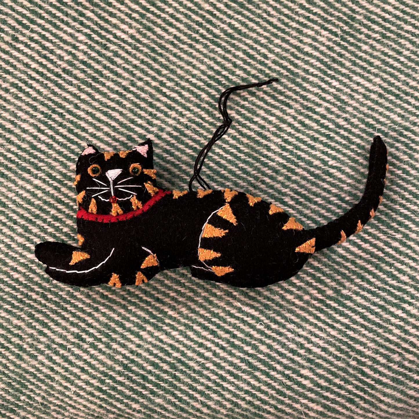 Hand Stitched Black Cat Ornament