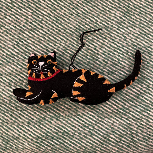 Hand Stitched Black Cat Ornament