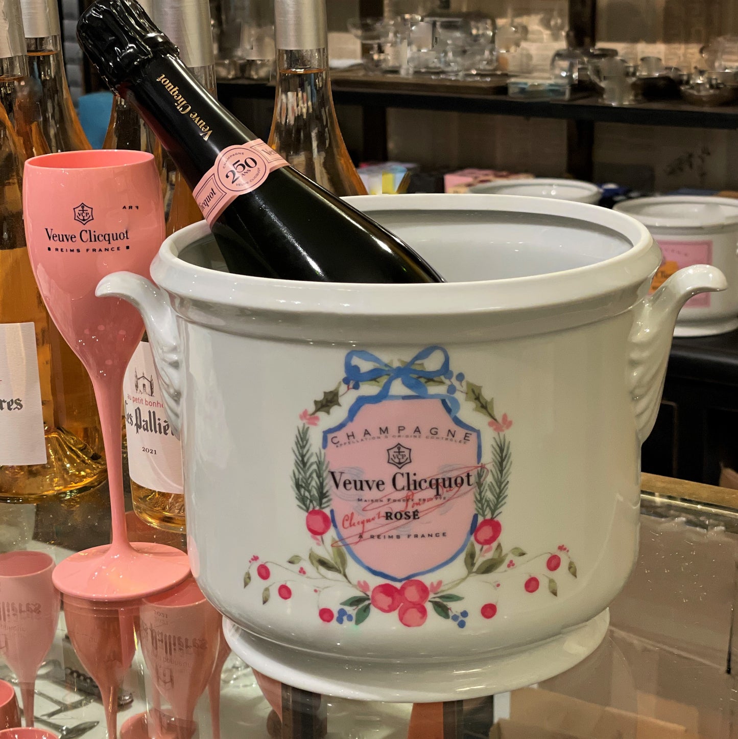 Veuve Ribboned Pink Ice Bucket