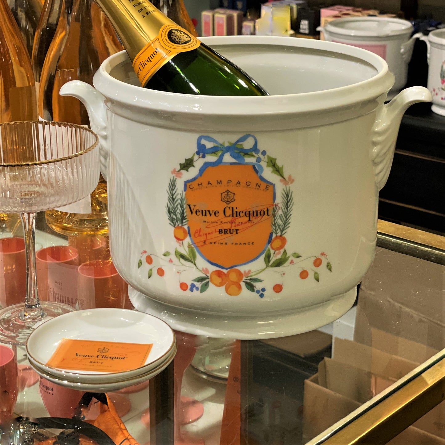 Veuve Ribboned Orange Ice Bucket