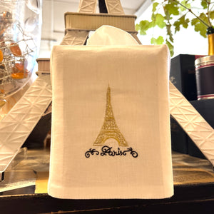 Gold Eiffel Tower Tissue Box Cover
