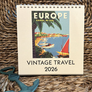 Vintage Travel Desk Calendar 2026