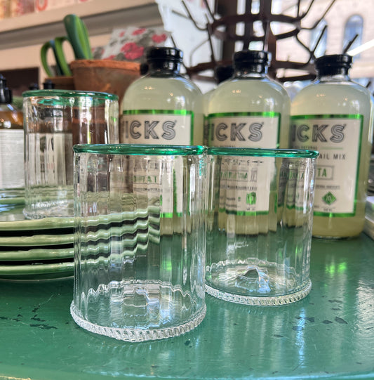 Green Rimmed Old Fashioned Glass