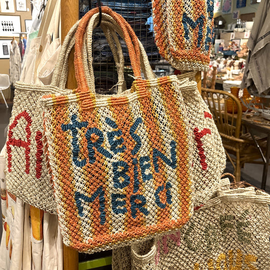 Tres Bien Merci Jute Tote  Bag