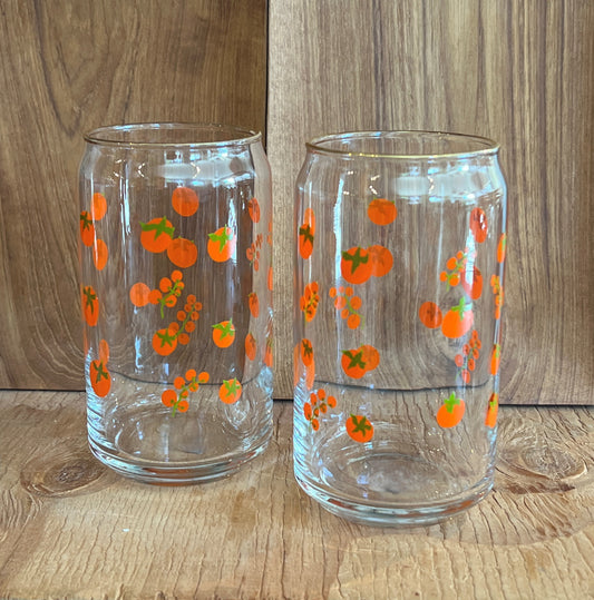Tomato Gold Rimmed Soda Can Glass