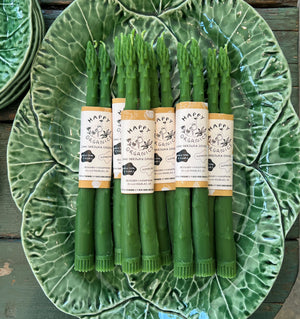 Beeswax Asparagus Taper Candles, Set of 2