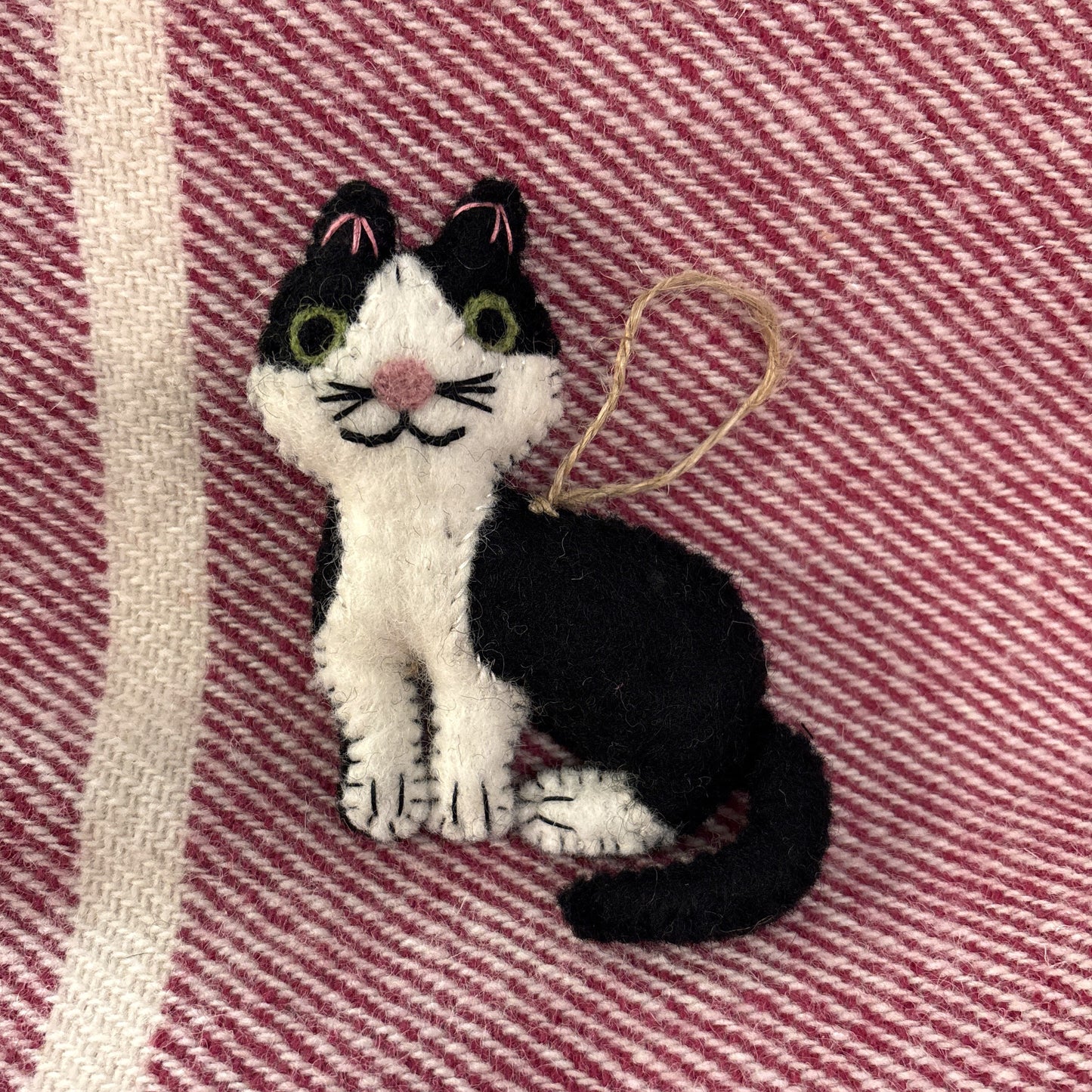 Felt Stitched Tuxedo Cat Ornament
