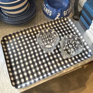 Navy Gingham Medium Linen Tray