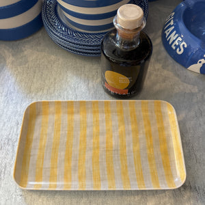 Yellow Stripe Small Linen Tray