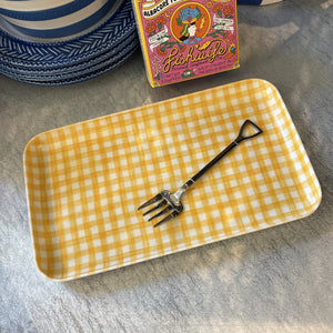 Yellow Gingham Small Linen Tray