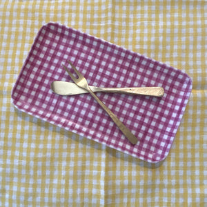 Pink Gingham Small Linen Tray