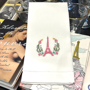 Floral Pink Eiffel Tower Towel