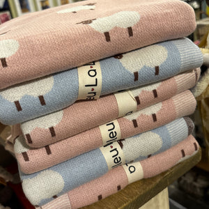 Blue Sheep Swaddling Blanket