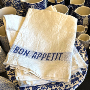 White & Blue Bon Appetit Napkin Set
