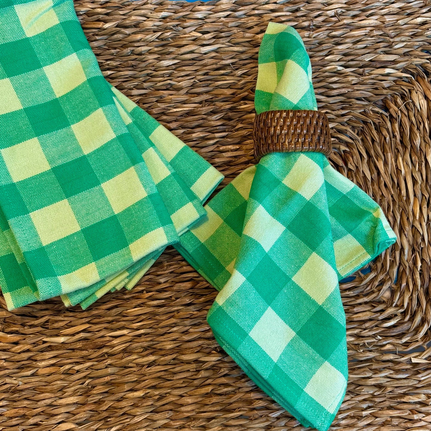 Gingham Lime Napkin Set