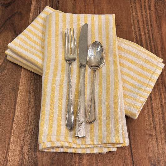 Yellow Thin Striped Napkin Set
