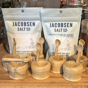 French Wooden Salt Cellar with Spoon