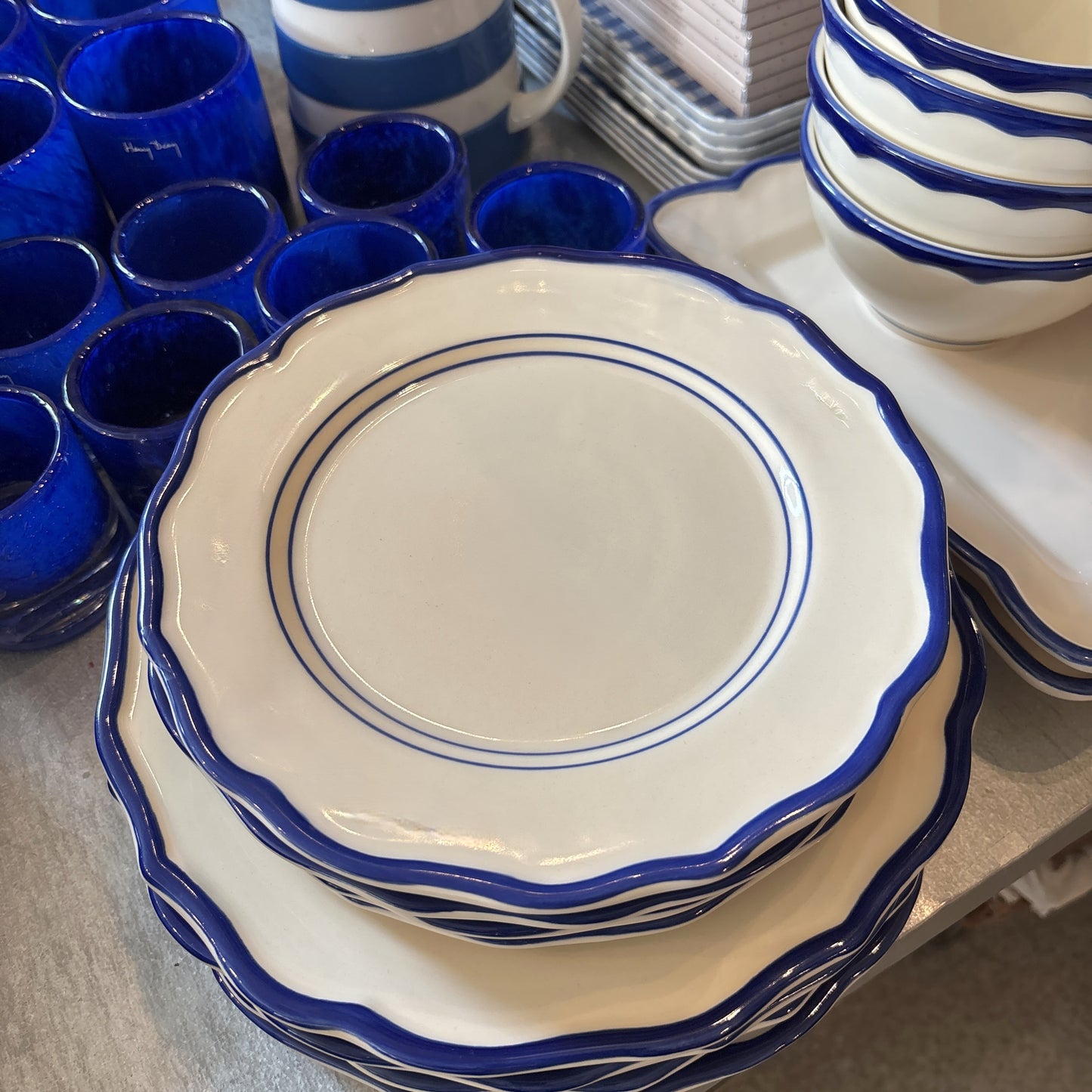 Hand Painted Blue Trim Side Plate