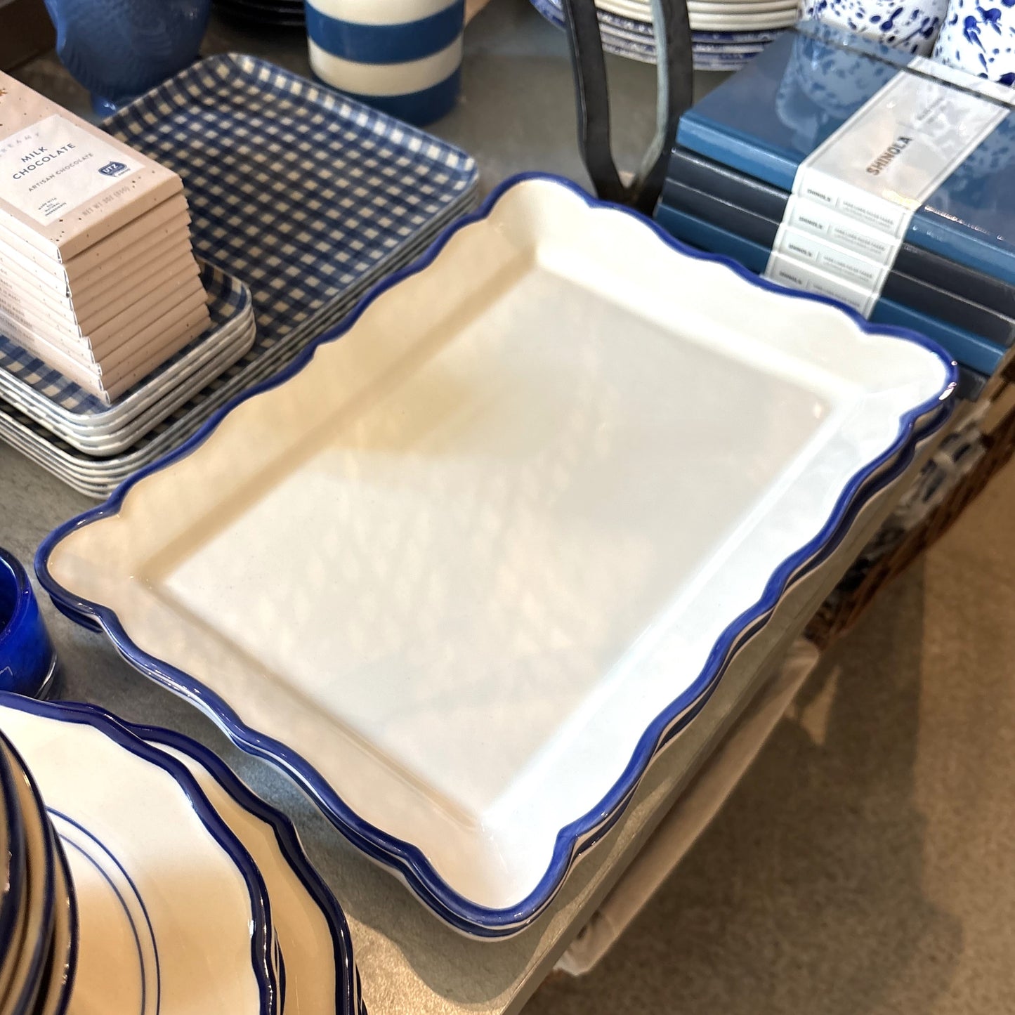 Hand Painted Blue Trim Platter