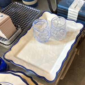 Hand Painted Blue Trim Platter