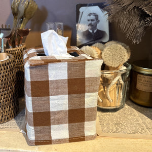 Nutmeg Gingham Tissue Box Cover