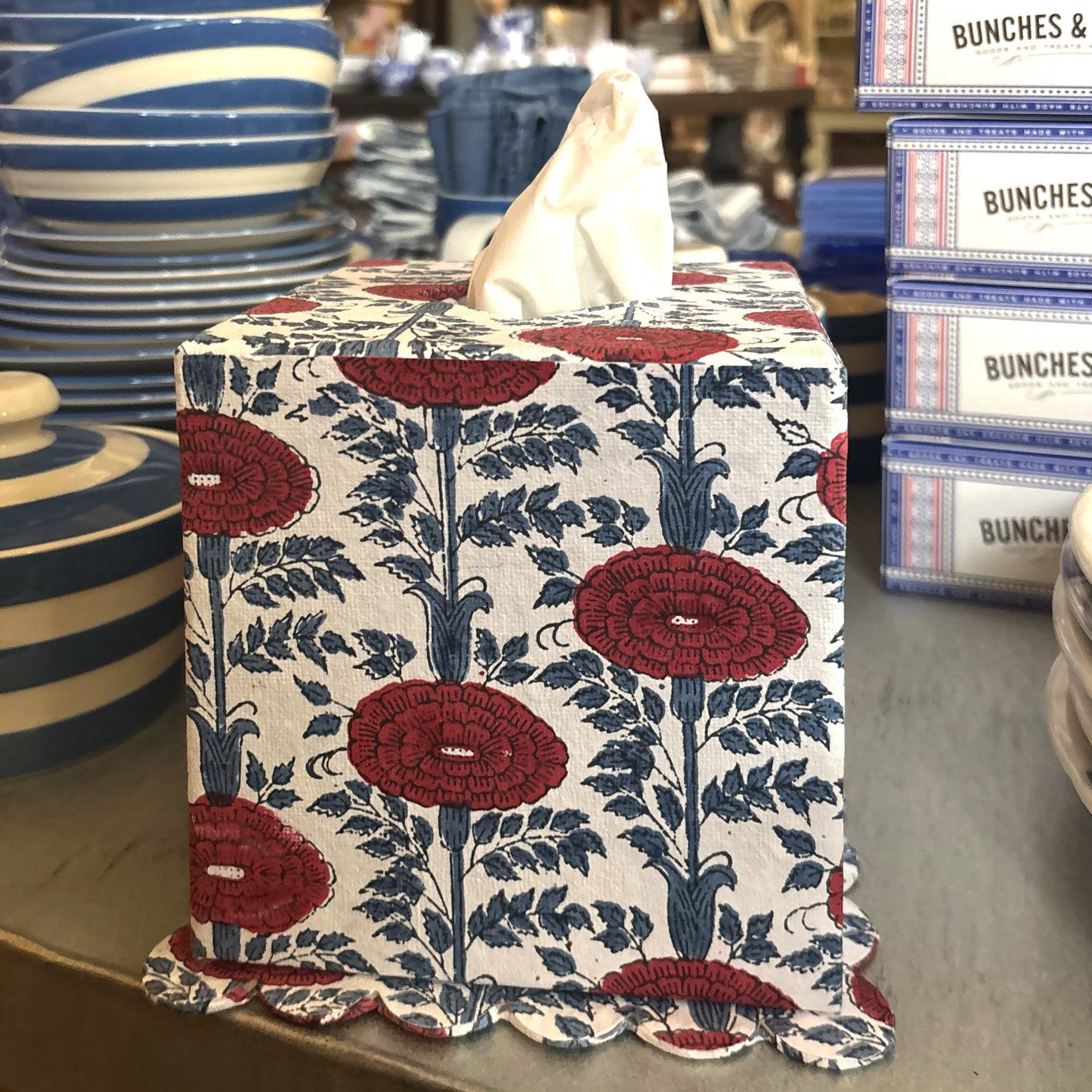Red Flower Tissue Box Case