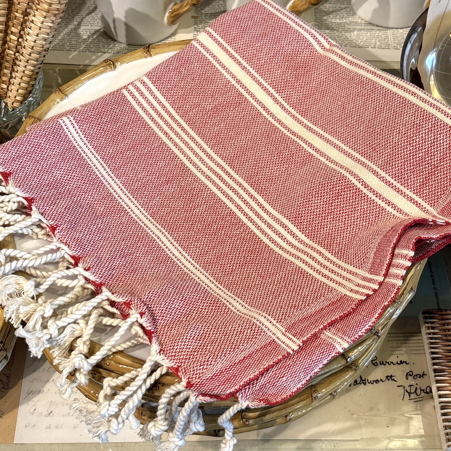 Turkish Kitchen Towel, Red Stripe