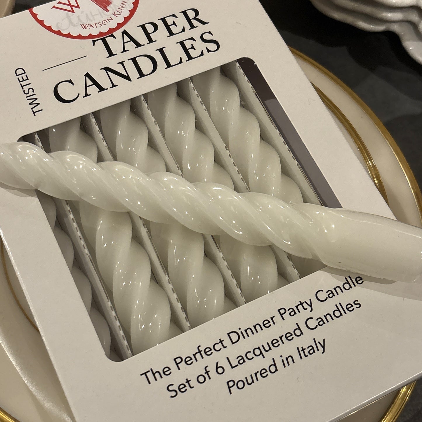 White Spiral Boxed Taper Set