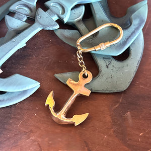 Solid Brass Anchor Keychain