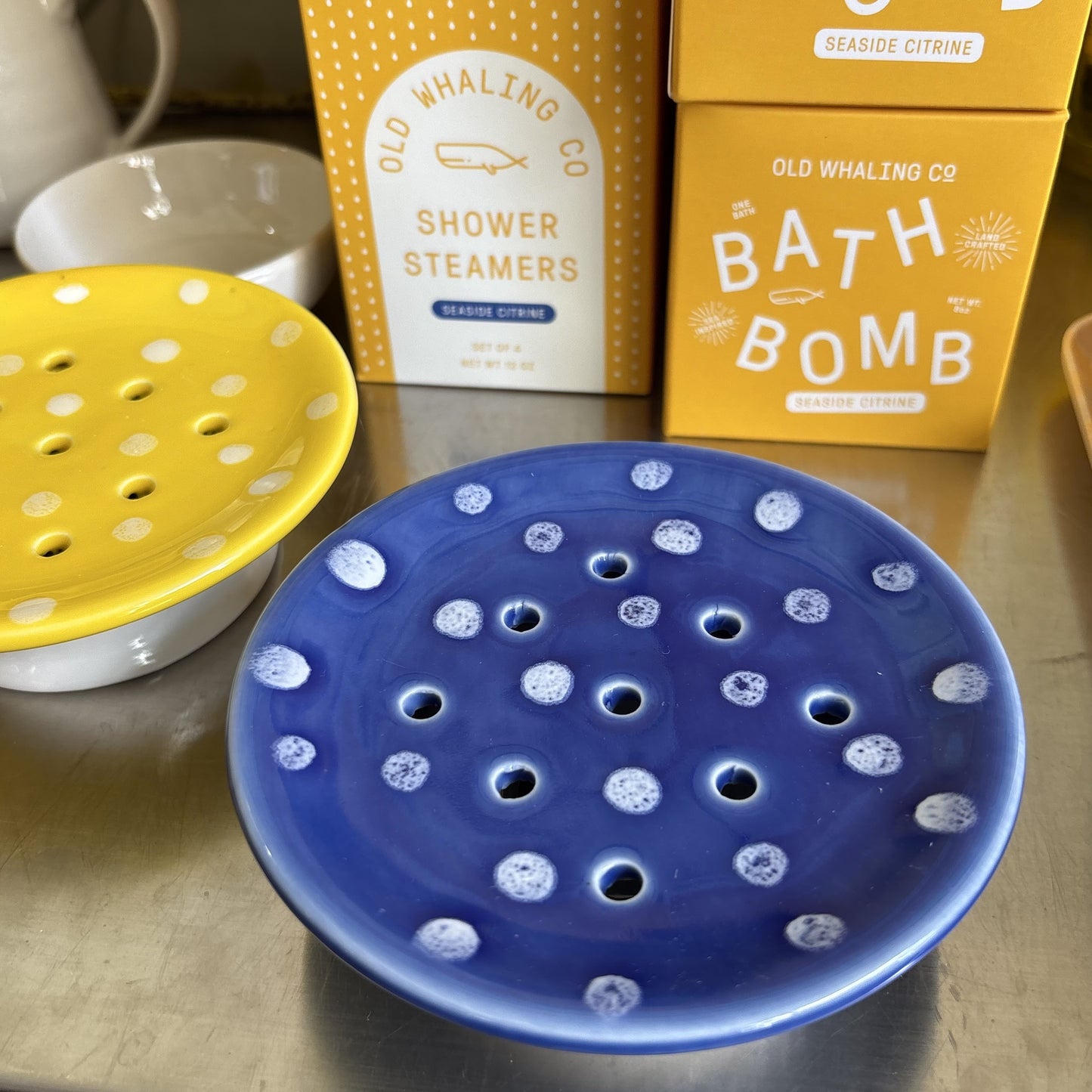 Blue Mushroom Ceramic Soap Dish