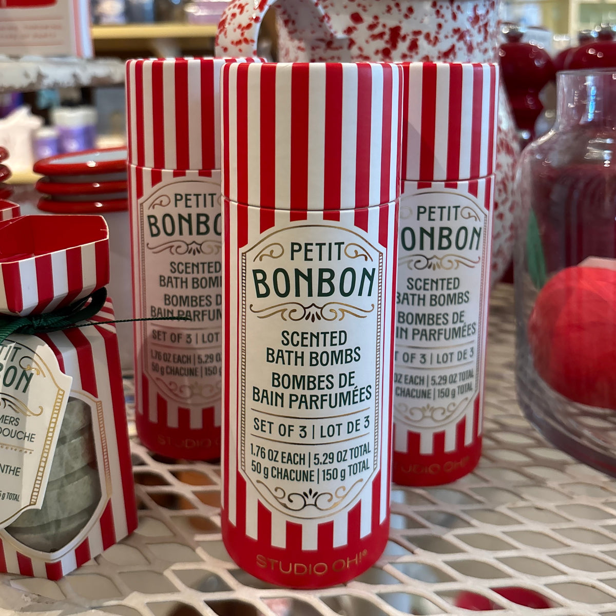 Red Stripe Mint Crush Petit Bonbon Bath Bombs