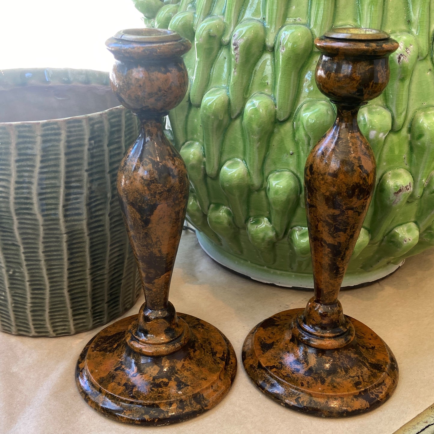 Vintage English Wooden Candlestick