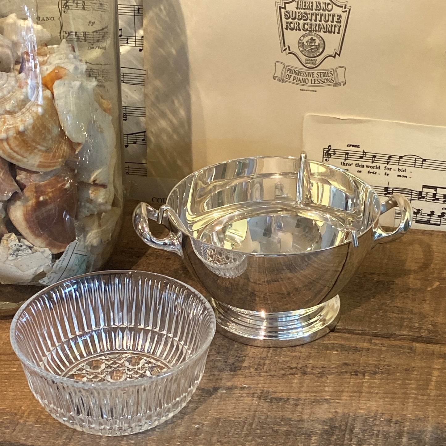 Vintage Hotel Silver Caviar Bowl with Handles