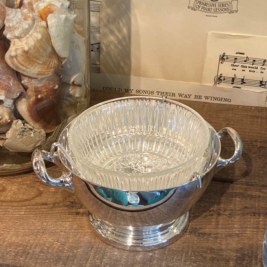 Vintage Hotel Silver Caviar Bowl with Handles