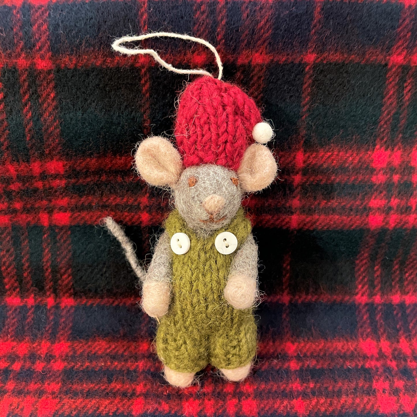 Grey Mouse with Green Pants Ornament