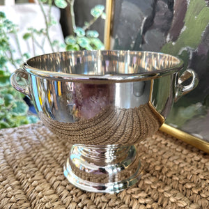 Vintage Hotel Silver Pedestal Bowl with Two Handles