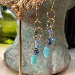Long Blue & Purple Cluster Drop