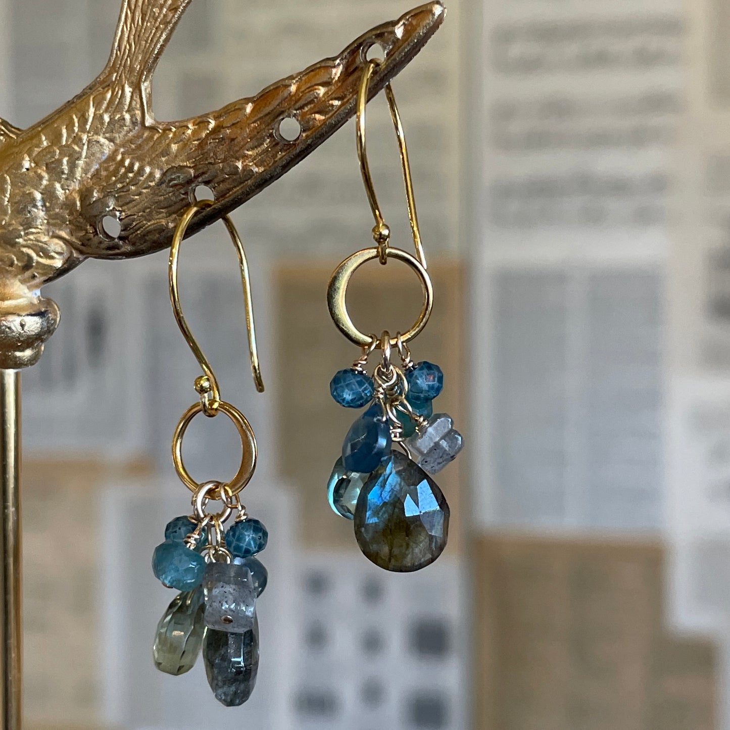 Labradorite Cluster Drop Earrings